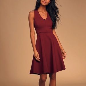 NWT Lulu’s Hello World Wine Red Midi Dress